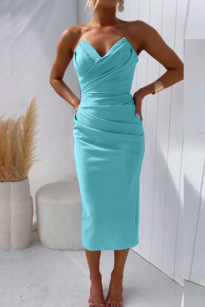 Alice - Elegant Strapless Midi Jurk