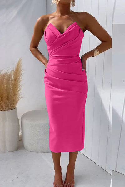 Alice - Elegant Strapless Midi Jurk