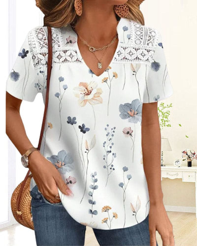 Zosia | Shirt Met V-hals En Bloemenprint