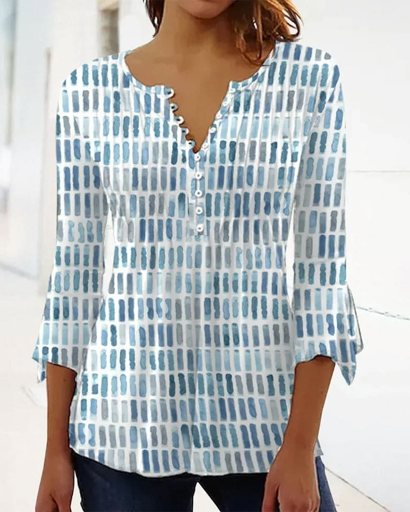 Lina | Blouse met 3/4 mouw en V-hals