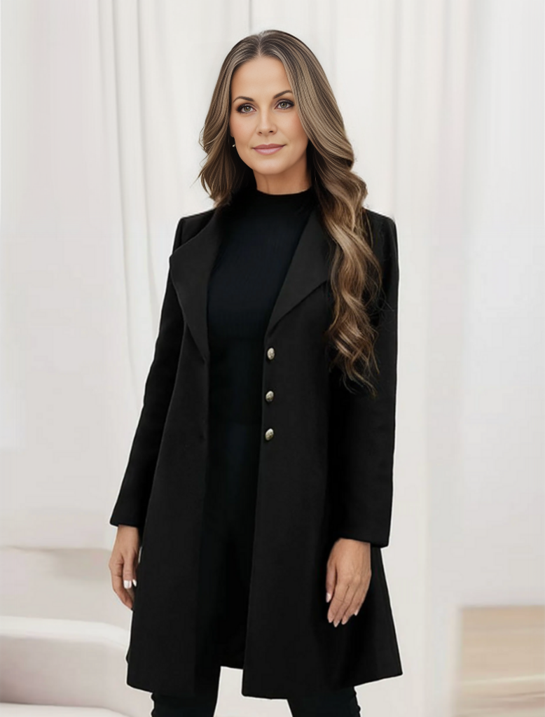 Denise - Comfortabele Elegante Wollen Jurk Jas voor Dames
