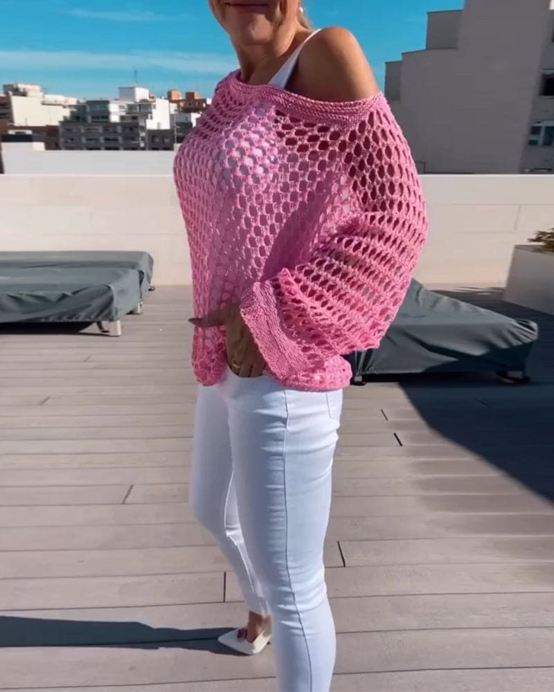 Julia | Blouse met uitsparingen in een effen kleur