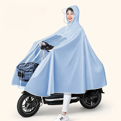 Grote regenponcho voor fietsers