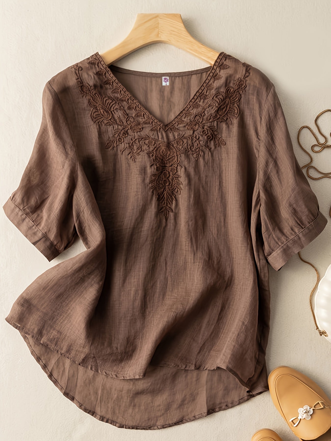 Fiona - Vintage V-hals shirt