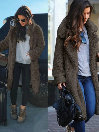 Loavie Teddy Jacket | Trendy warme lange jas voor vrouwen