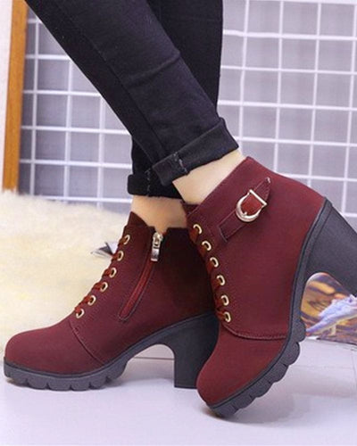Mia | Veterschoenen met dikke hak