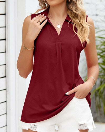 Olivia | Mouwloze blouse in een effen kleur