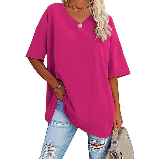 Lina - Casual T-shirt met oversized V-hals voor dames