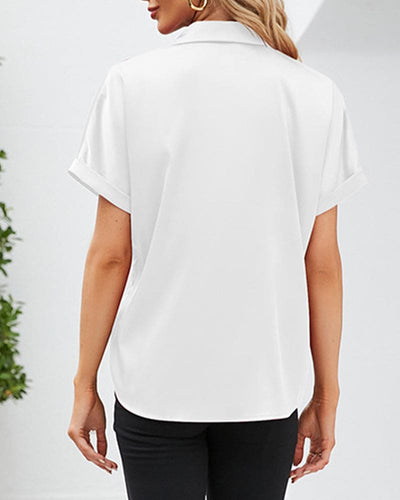 Fleur - Blouse met korte mouwen en een satijnen knoop