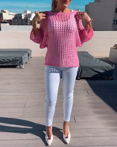 Julia | Blouse met uitsparingen in een effen kleur