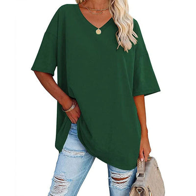 Lina - Casual T-shirt met oversized V-hals voor dames