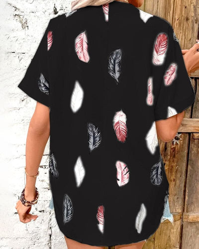 Inge - Blouse met veren en korte mouwen