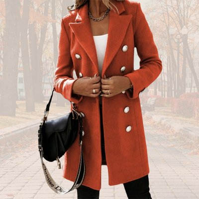 Wollen Luna jas | Elegante lange trenchcoat in wollen look met knopen
