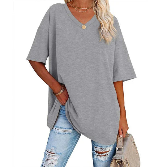 Lina - Casual T-shirt met oversized V-hals voor dames