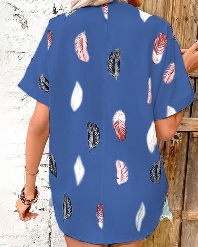 Inge - Blouse met veren en korte mouwen