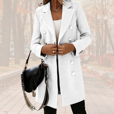 Wollen Luna jas | Elegante lange trenchcoat in wollen look met knopen