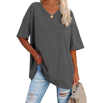 Lina - Casual T-shirt met oversized V-hals voor dames