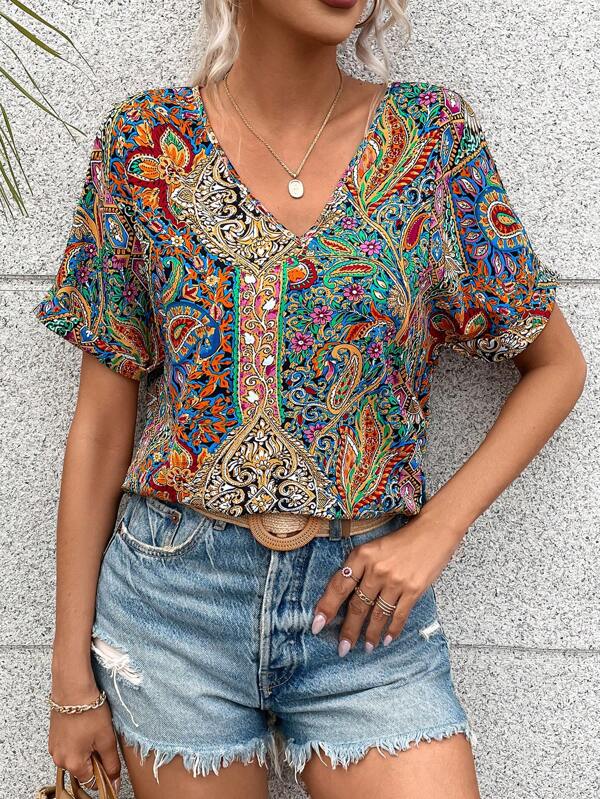 Luna - Casual boho print top