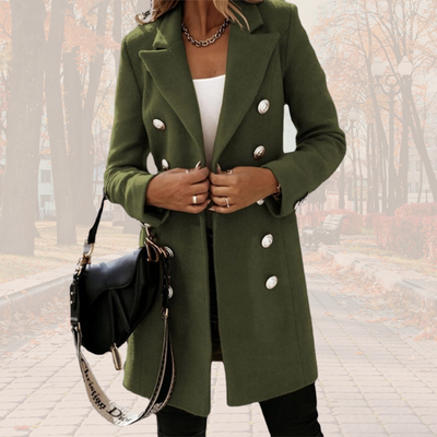 Wollen Luna jas | Elegante lange trenchcoat in wollen look met knopen