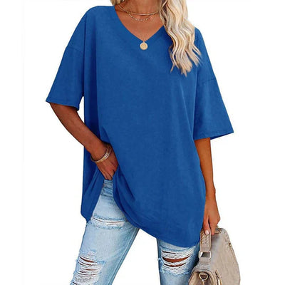 Lina - Casual T-shirt met oversized V-hals voor dames