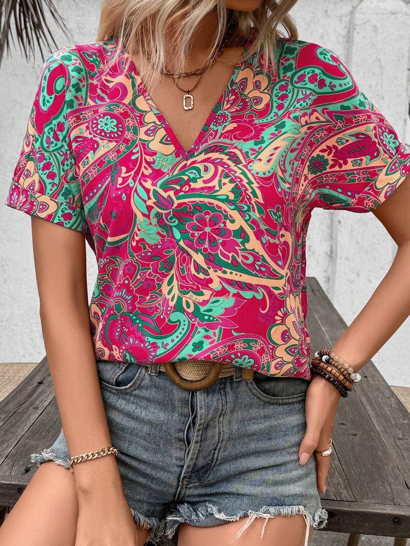 Luna - Casual boho print top