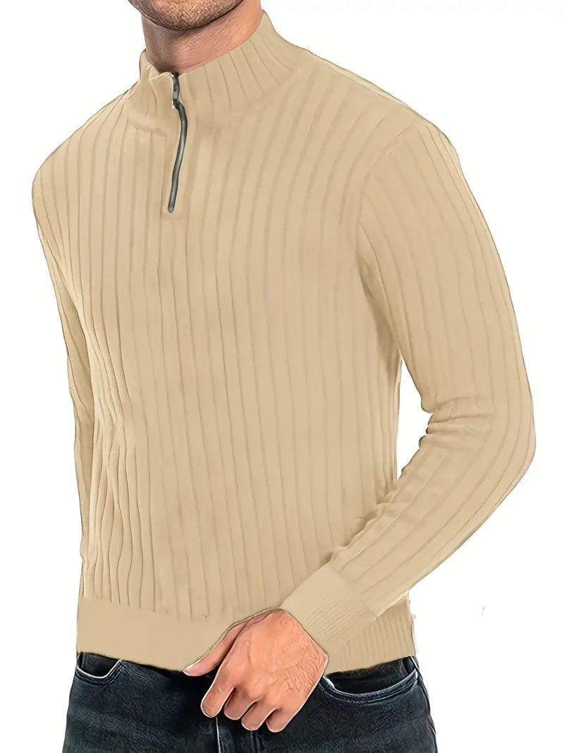 Luca Sweater | Casual heren trui met V-hals en ritssluiting voor mannen