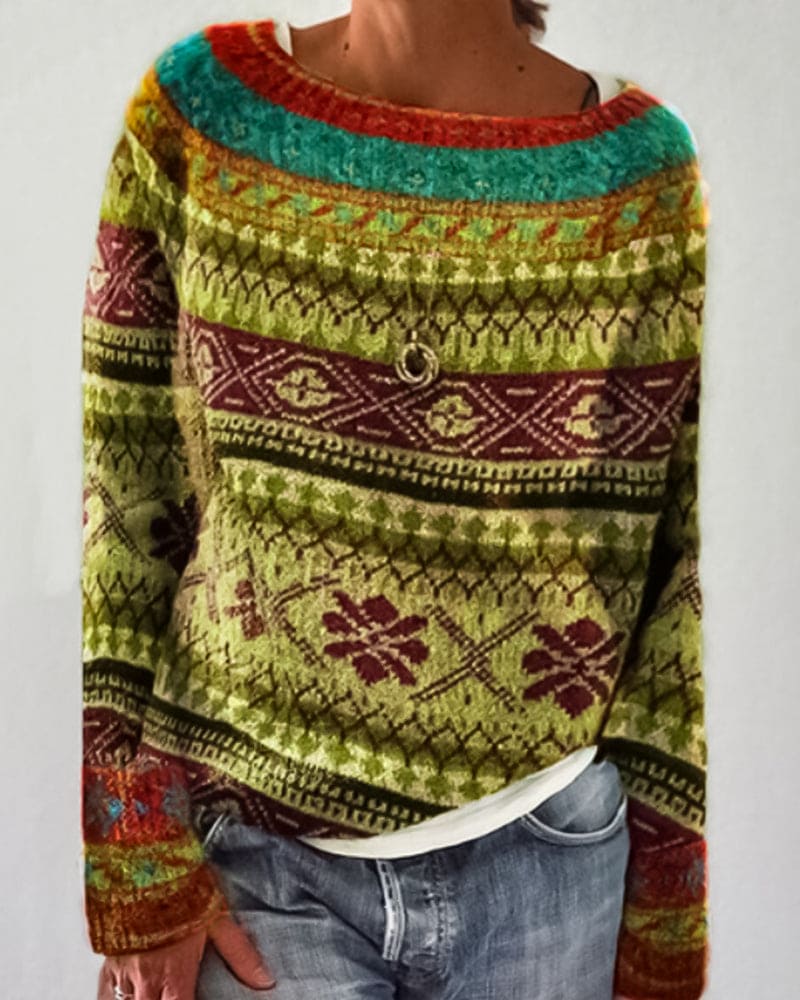 Amelie - Colourblock trui met ronde hals