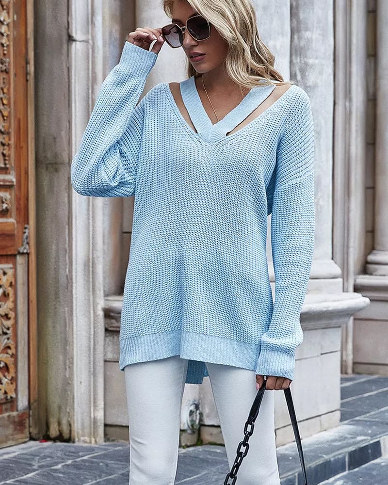Evie - Lange trui met V-hals