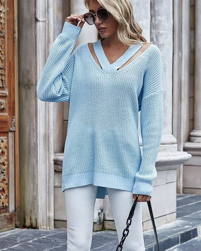 Evie - Lange trui met V-hals