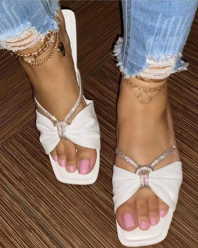 Mila | Sandalen met effen kleur en strik