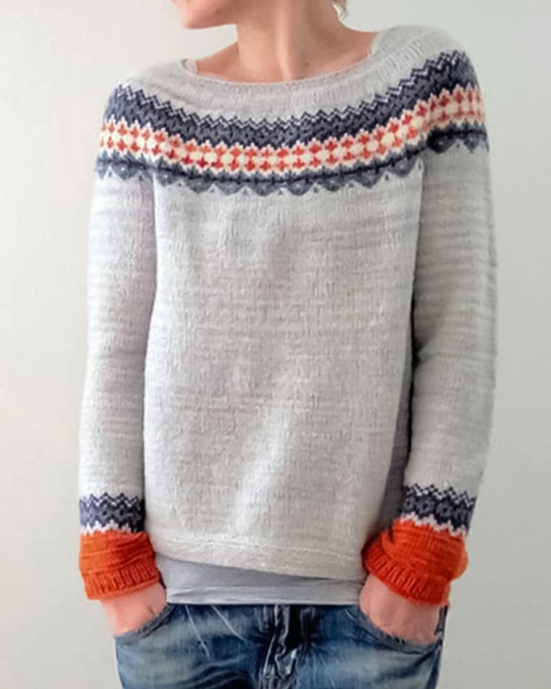 Amelie - Colourblock trui met ronde hals