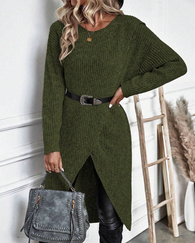 Brinley - Jurk met Onregelmatige Zoom en Effen Kleur