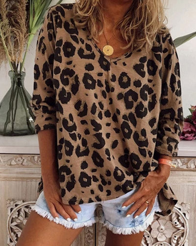 Sara | Shirt met lange mouwen met luipaardprint