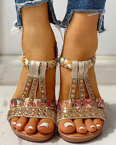 Pien | Strandsandalen met Boho-sleehak