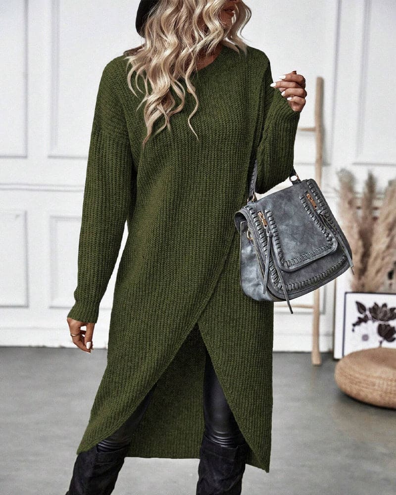 Brinley - Jurk met Onregelmatige Zoom en Effen Kleur