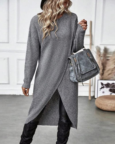 Brinley - Jurk met Onregelmatige Zoom en Effen Kleur
