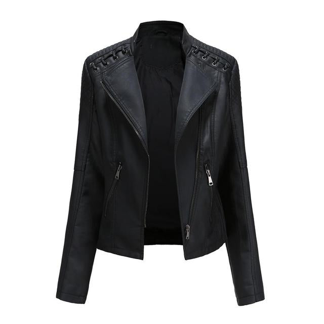 Goose - Trendy leren-look jas voor vrouwen met schuine rits