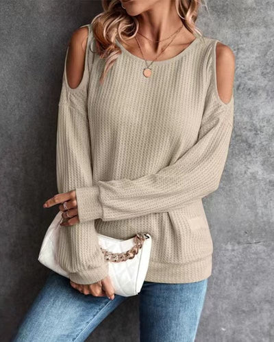 Aimee - Sexy off-the-schouder T-shirt met lange mouwen