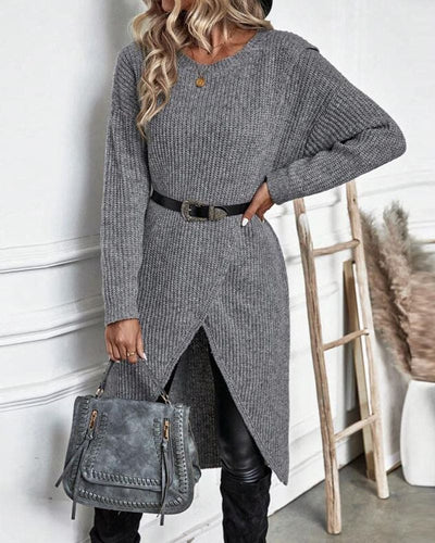 Brinley - Jurk met Onregelmatige Zoom en Effen Kleur