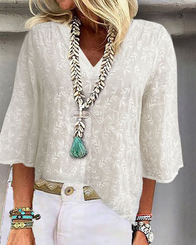 Nova | Kanten Blouse Met Een V-hals