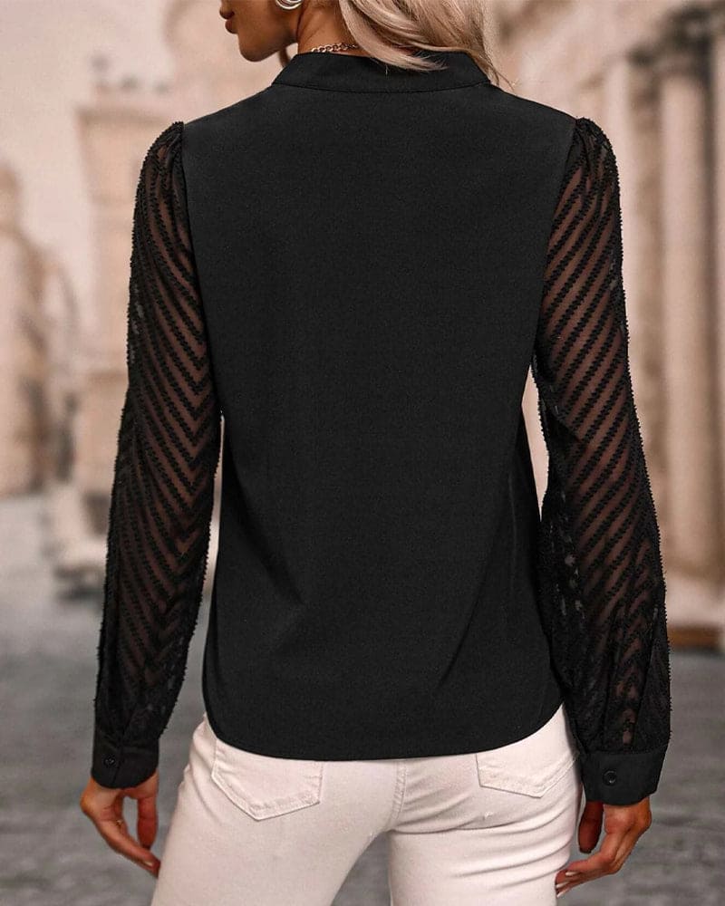 Anna - Blouse met lange mouwen in effen kleur