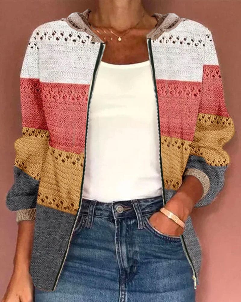 Sara | Afsluitbare cardigan in blokken van kleur
