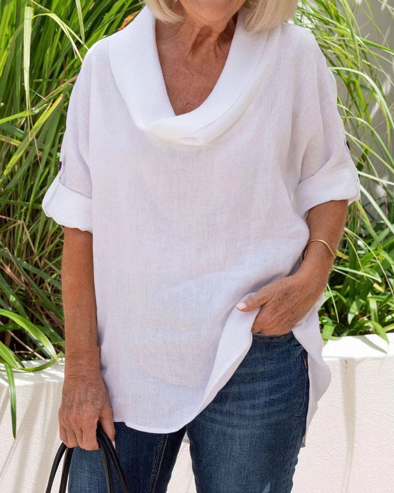 Isabel - Linnen blouse in een effen kleur