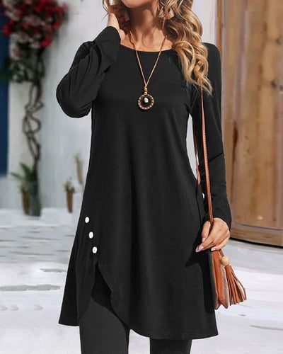 Jillian | Niet-reguliere blouse met lange mouwen in een effen kleur