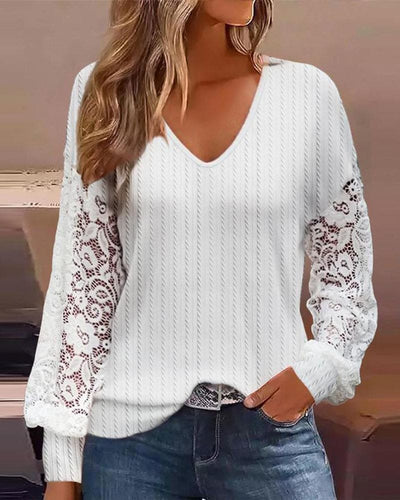Lize | Kanten Blouse Met Een V-hals