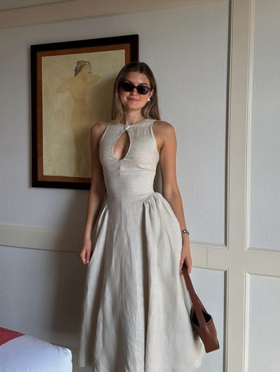 Madelyn Linnen Midi Jurk