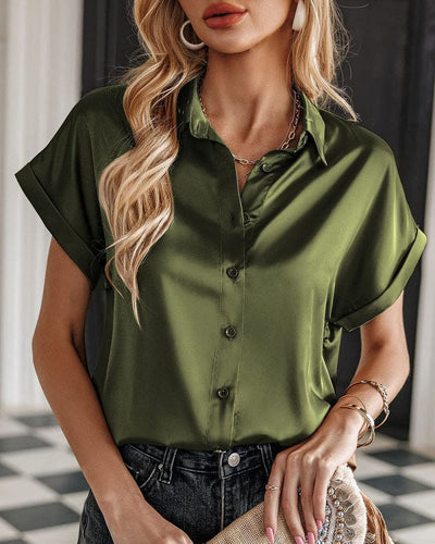 Fleur - Blouse met korte mouwen en een satijnen knoop