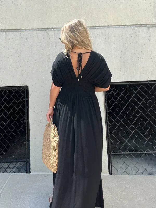 Denise - V-hals met split Maxi Long Dress