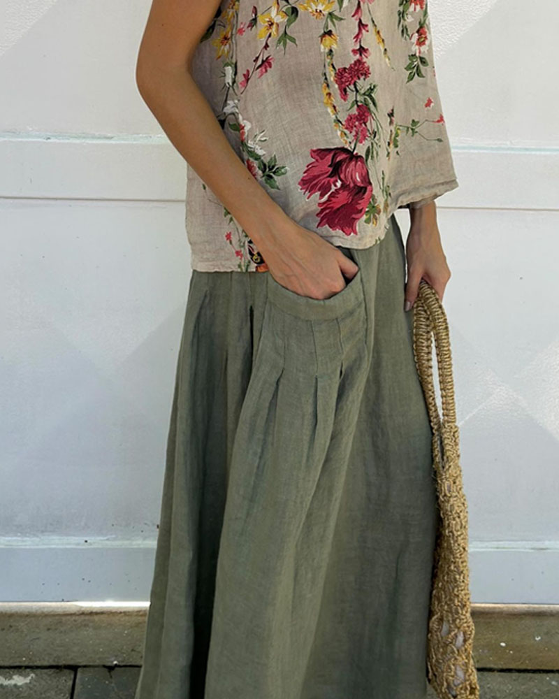 Olivia - Bloemen Top en Maxi Rok Set