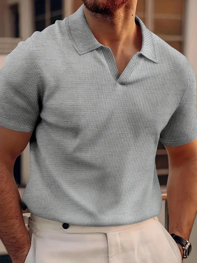 Bradley - Heren Wafel V-hals Polo T-shirt